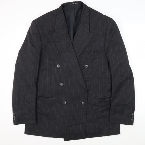 Fellini Men's Black Double-Breasted Suit Jacket 44R
