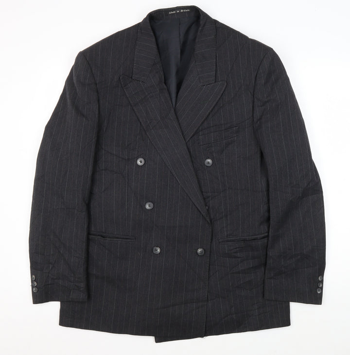 Fellini Men's Black Double-Breasted Suit Jacket 44R
