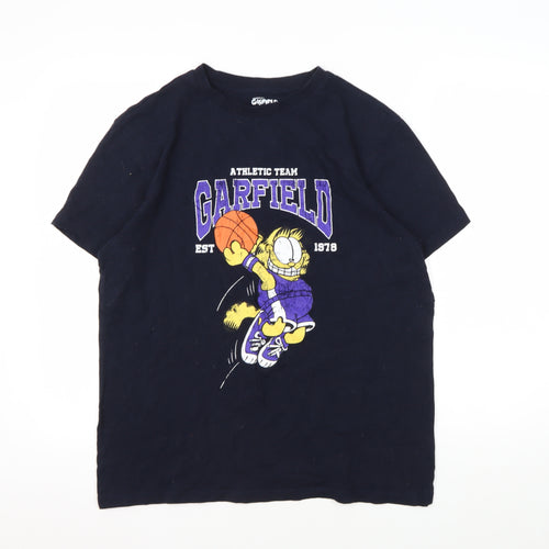 Men's Garfield Comic T-Shirt, Black, Size L, Graphic Print