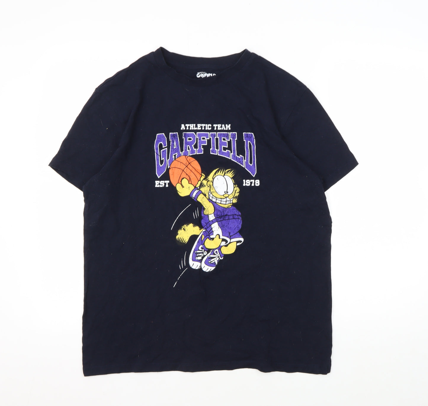 Men's Garfield Comic T-Shirt, Black, Size L, Graphic Print