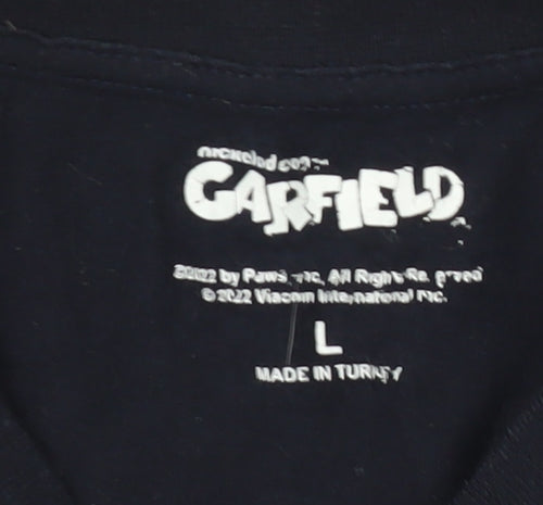 Men's Garfield Comic T-Shirt, Black, Size L, Graphic Print