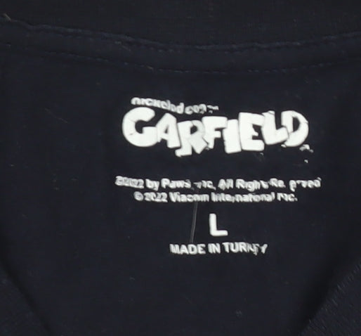 Men's Garfield Comic T-Shirt, Black, Size L, Graphic Print