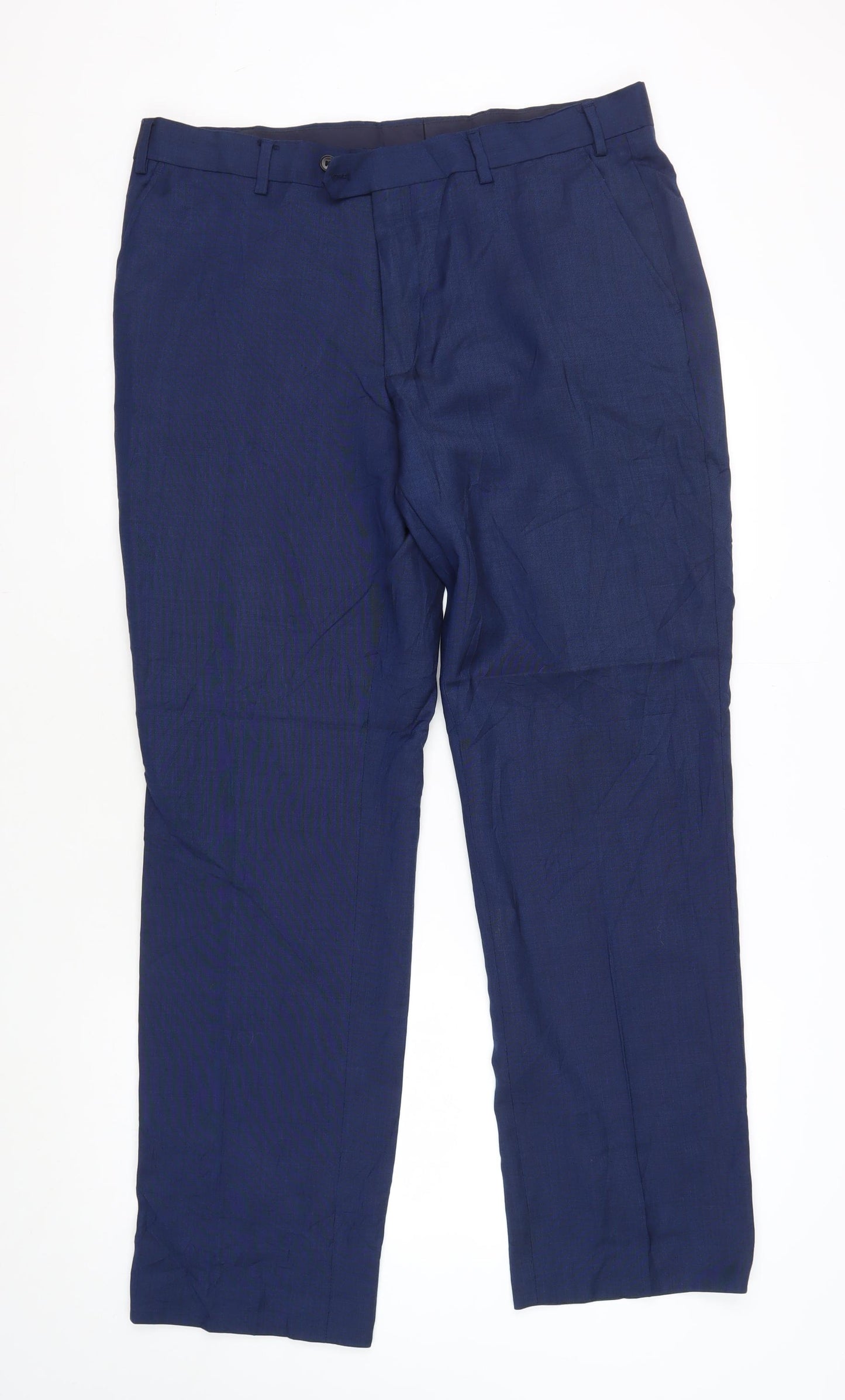 Charles Tyrwhitt Men's Blue Wool Trousers, Size 36R