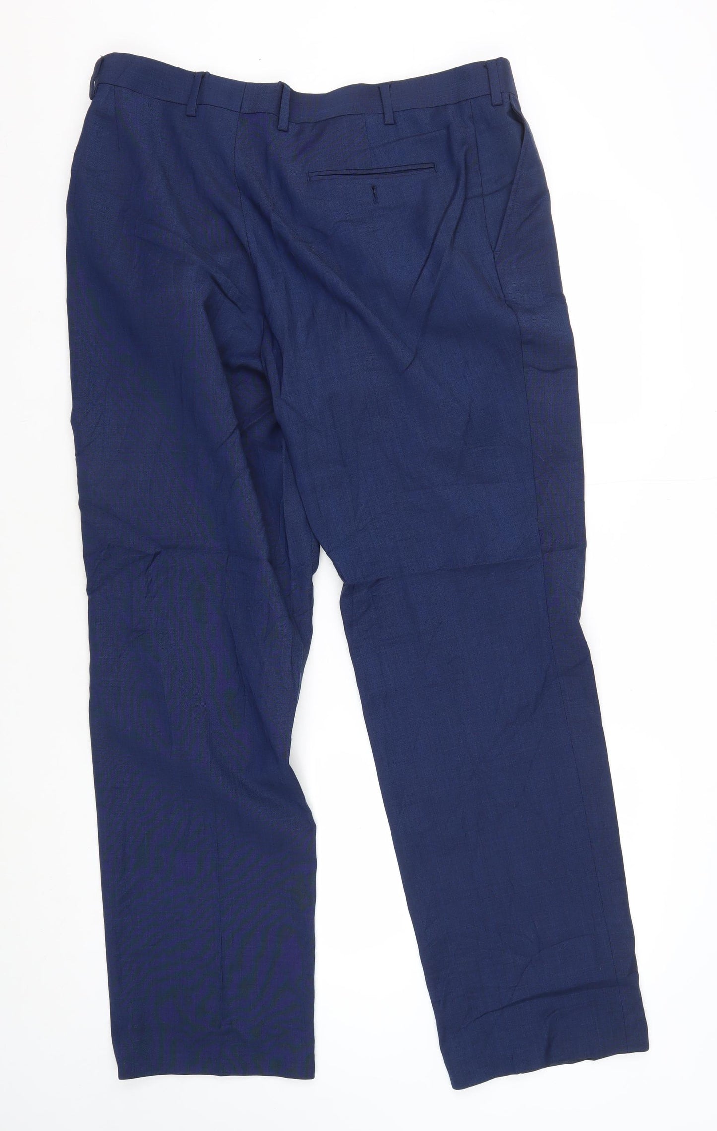 Charles Tyrwhitt Men's Blue Wool Trousers, Size 36R