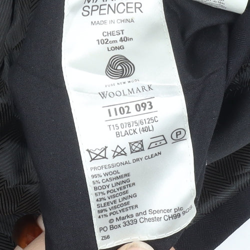 Marks and Spencer Men's Black Wool Jacket 40L