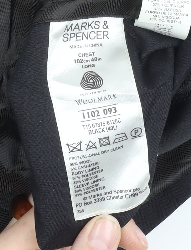 Marks and Spencer Men's Black Wool Jacket 40L