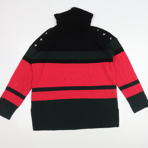 Body Flirt Women's Red Striped Roll Neck Jumper, Size S