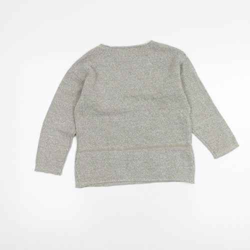 Zara Knitwear Girls Grey Jumper, Size 7 Years, Crew Neck