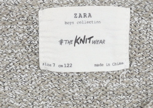 Zara Knitwear Girls Grey Jumper, Size 7 Years, Crew Neck