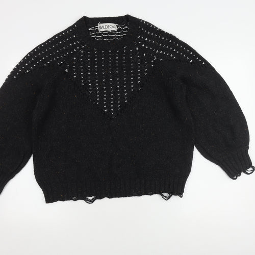 Wildfox Women's Black Knit Jumper, Size S, Balloon Sleeves