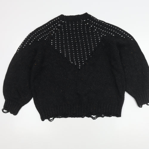 Wildfox Women's Black Knit Jumper, Size S, Balloon Sleeves