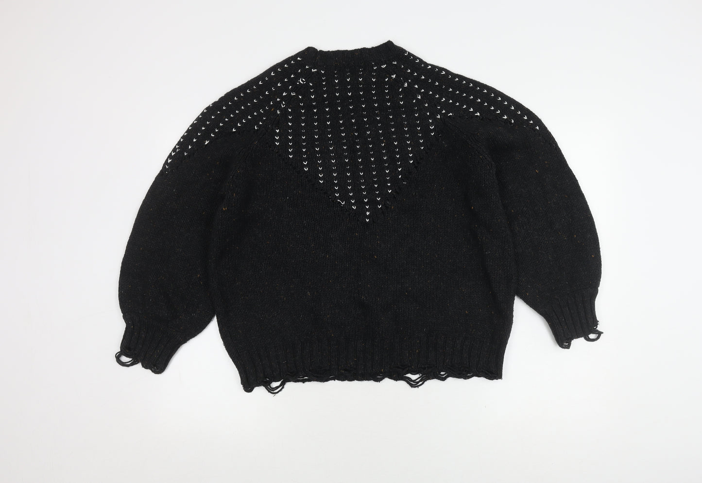 Wildfox Women's Black Knit Jumper, Size S, Balloon Sleeves