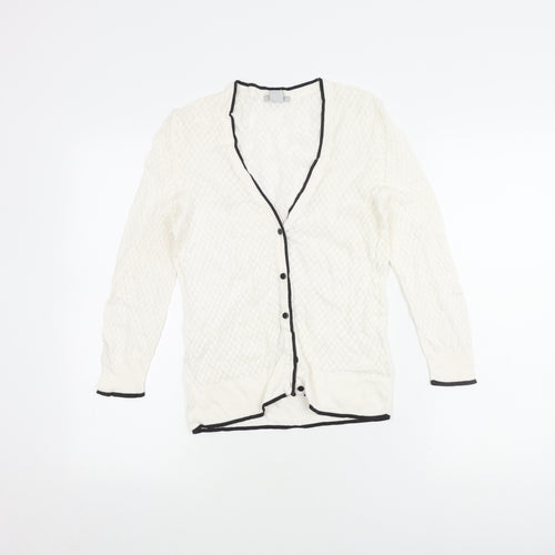 H&M Women's White V-Neck Cardigan, Size S
