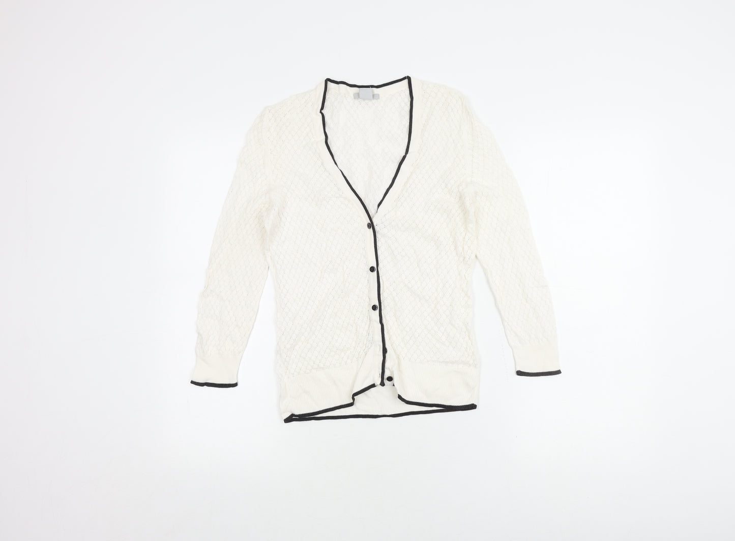 H&M Women's White V-Neck Cardigan, Size S