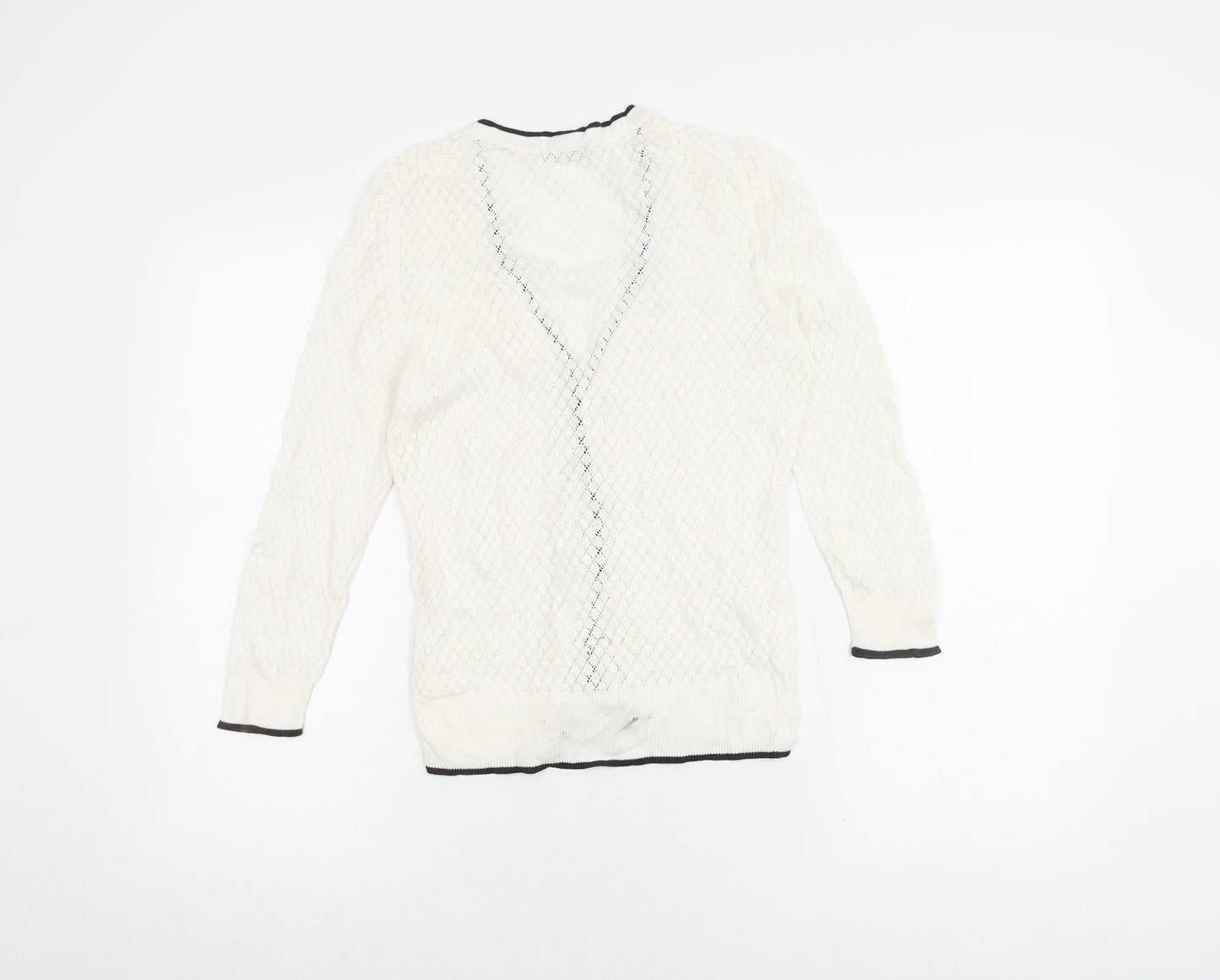 H&M Women's White V-Neck Cardigan, Size S