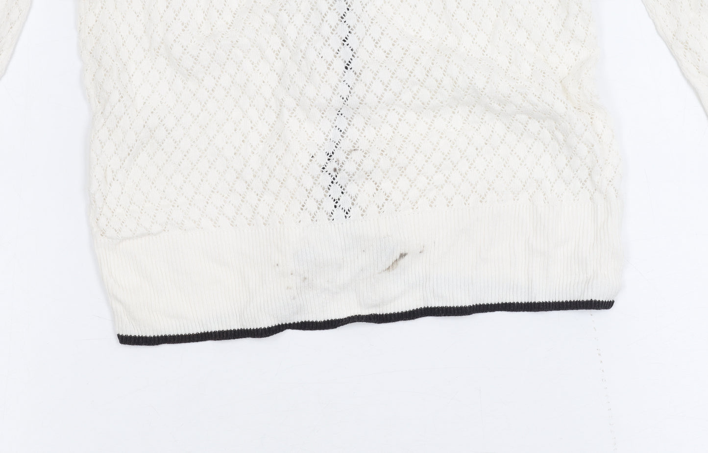 H&M Women's White V-Neck Cardigan, Size S