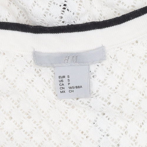 H&M Women's White V-Neck Cardigan, Size S