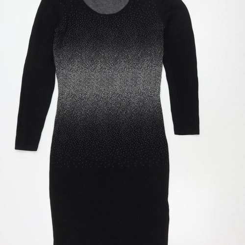 Oasis Women's Black Bodycon Dress, Size L, Long Sleeve