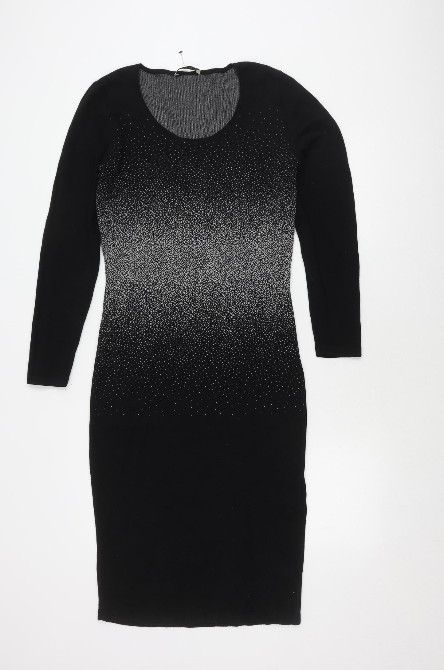 Oasis Women's Black Bodycon Dress, Size L, Long Sleeve