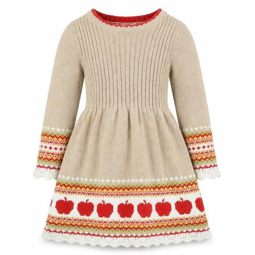 Cynthia Rowley Girls Beige Knit Dress 1-2Y Long Sleeve