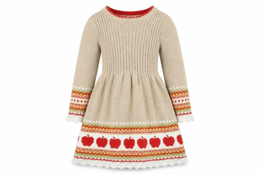 Cynthia Rowley Girls Beige Knit Dress 1-2Y Long Sleeve