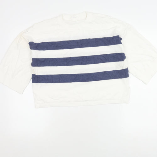 Object Women White Cropped Striped Top L