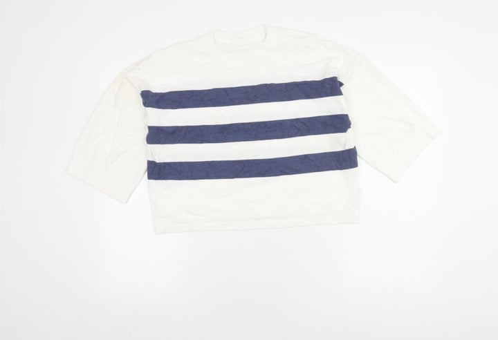 Object Women White Cropped Striped Top L
