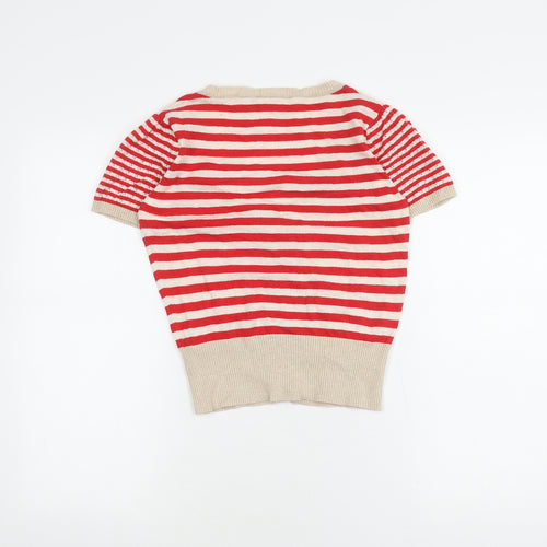New Look Women's Red Striped Cropped Button-Up