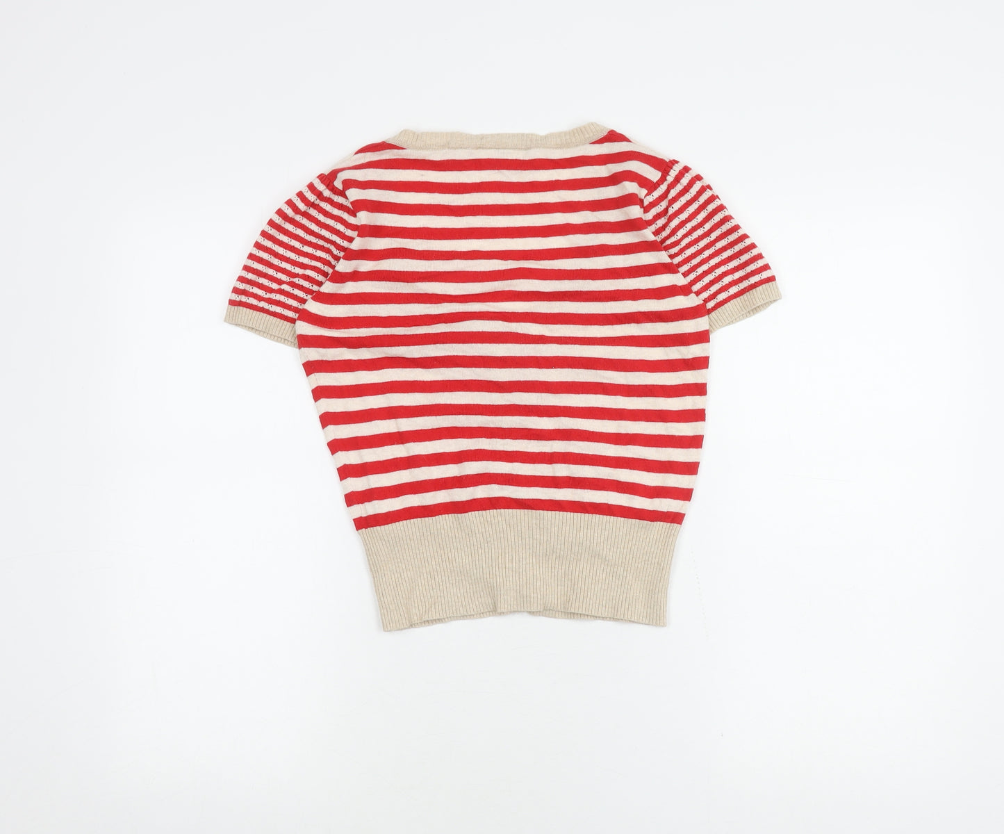 New Look Women's Red Striped Cropped Button-Up