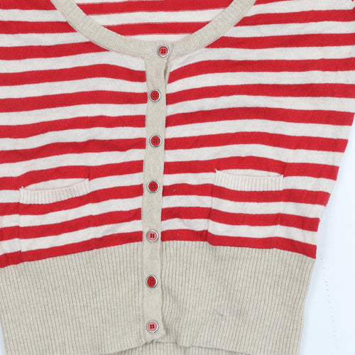 New Look Women's Red Striped Cropped Button-Up