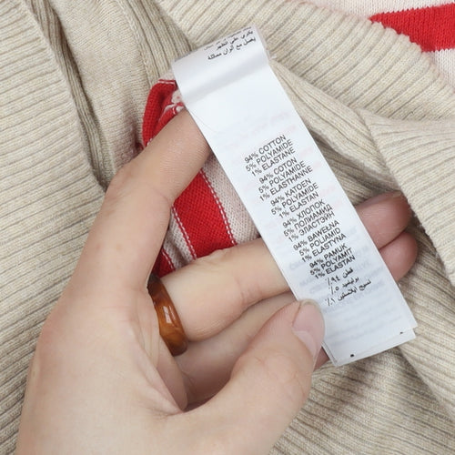 New Look Women's Red Striped Cropped Button-Up