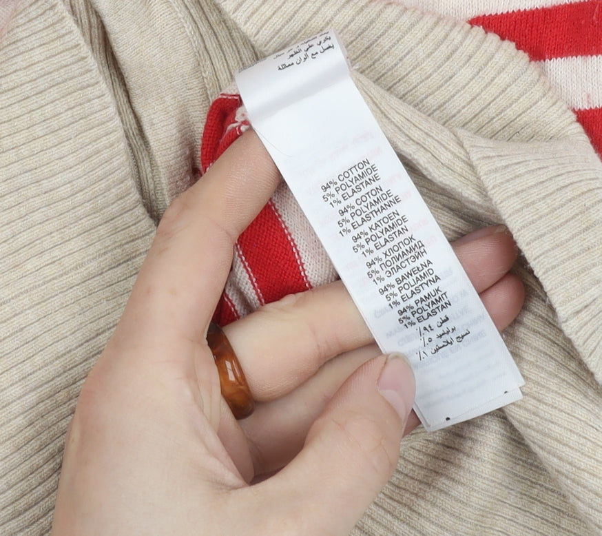 New Look Women's Red Striped Cropped Button-Up