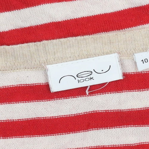 New Look Women's Red Striped Cropped Button-Up