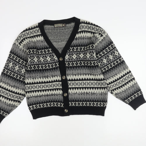 Evolution Men's Black Fair Isle Cardigan