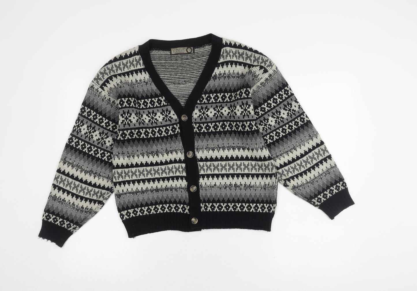 Evolution Men's Black Fair Isle Cardigan