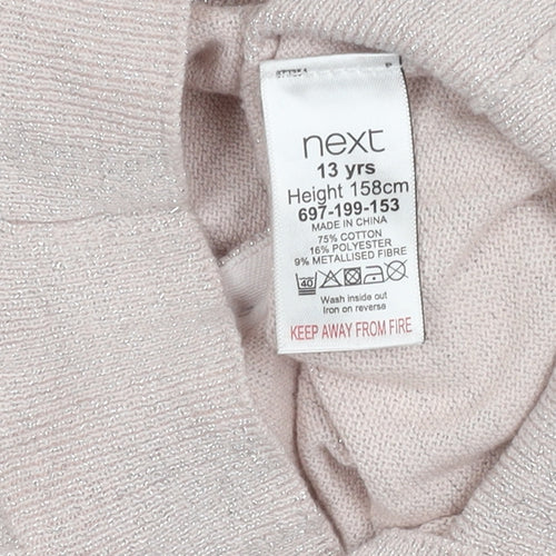 Next Pink Girls Cardigan - Size 13 Years, Button Closure