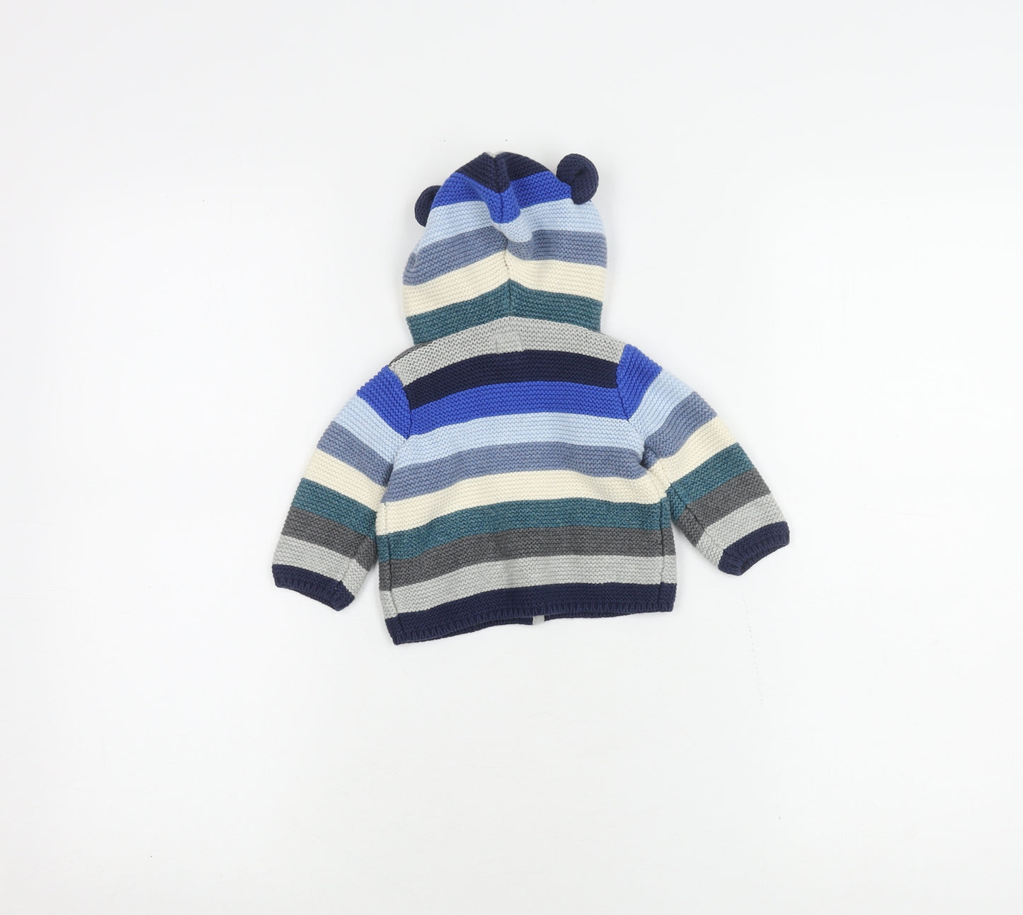GAP Unisex Baby Blue Striped Hooded Cardigan 0-3 Months