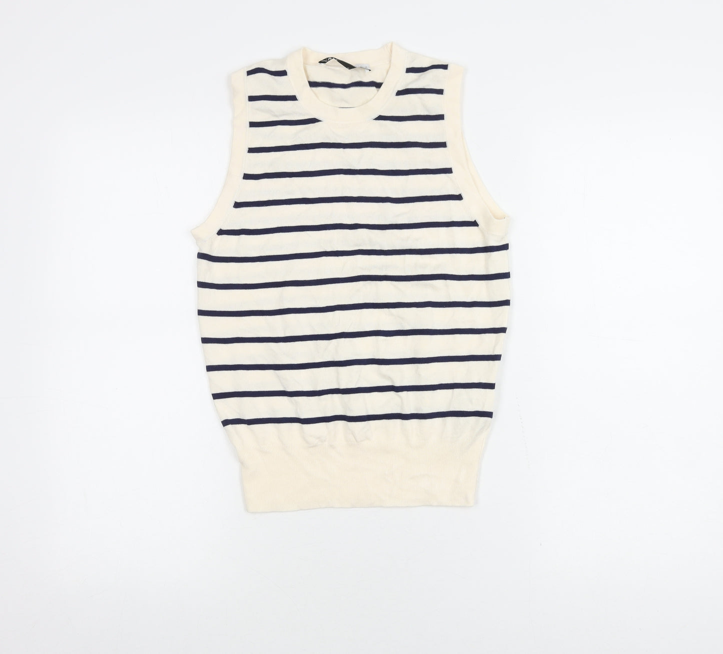 Zara Women's Ivory Sleeveless Striped Tank Top, Size S