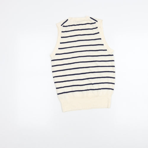 Zara Women's Ivory Sleeveless Striped Tank Top, Size S