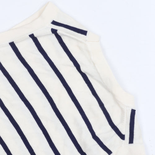 Zara Women's Ivory Sleeveless Striped Tank Top, Size S