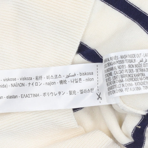 Zara Women's Ivory Sleeveless Striped Tank Top, Size S