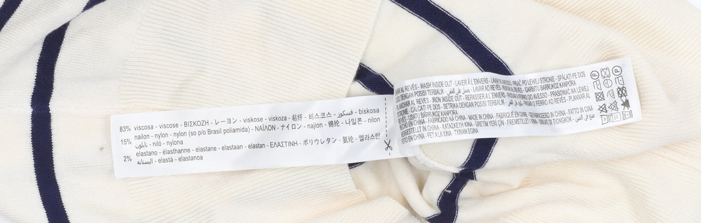 Zara Women's Ivory Sleeveless Striped Tank Top, Size S