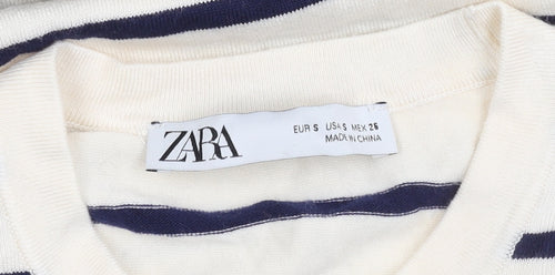 Zara Women's Ivory Sleeveless Striped Tank Top, Size S