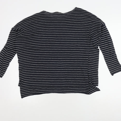 Zara Women Blue Striped Cotton Pullover Jumper Size S