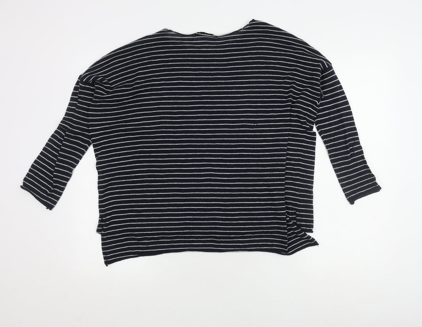 Zara Women Blue Striped Cotton Pullover Jumper Size S