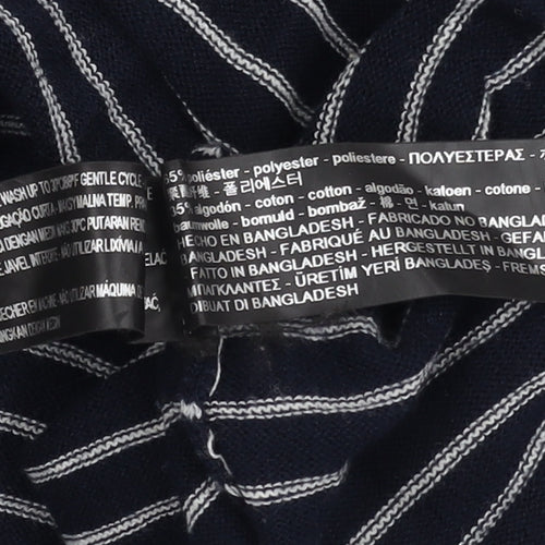 Zara Women Blue Striped Cotton Pullover Jumper Size S