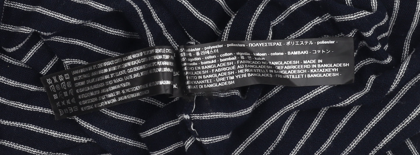 Zara Women Blue Striped Cotton Pullover Jumper Size S