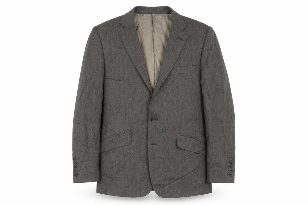 Front view of Alexandre Grey Herringbone Wool Men's Blazer, size 38R