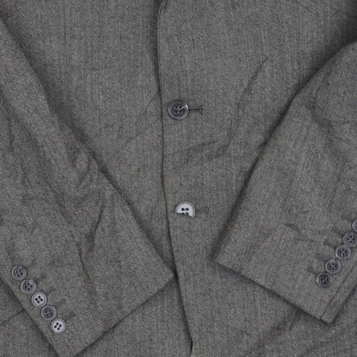Alexandre Grey Herringbone Wool Men's Blazer Size 38R
