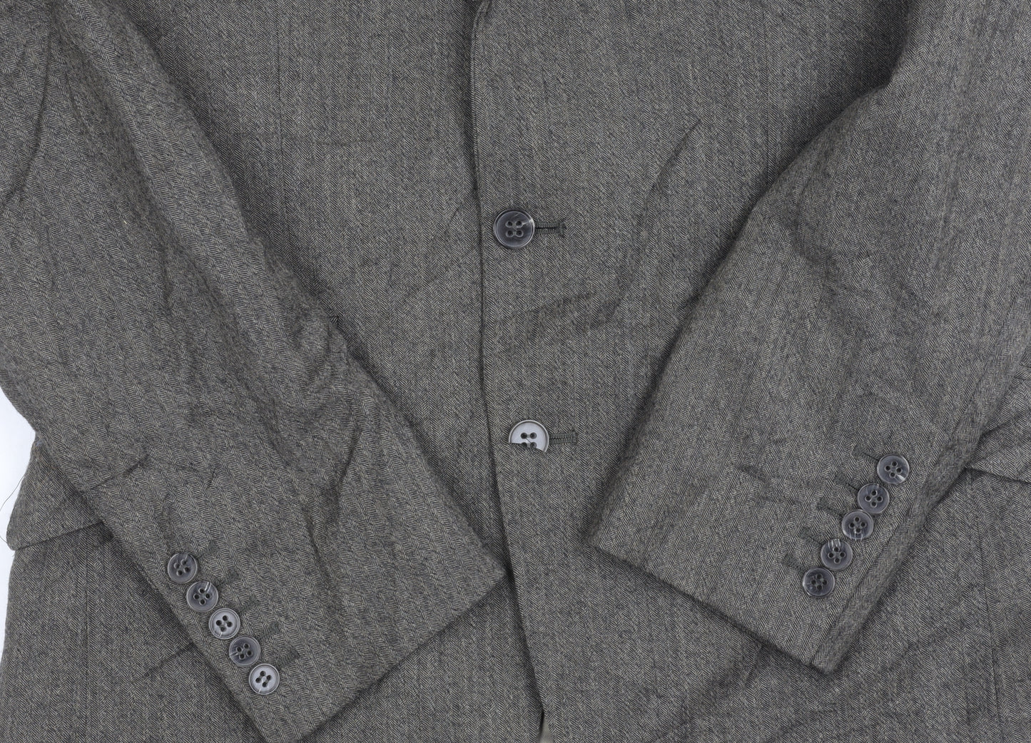 Alexandre Grey Herringbone Wool Men's Blazer Size 38R